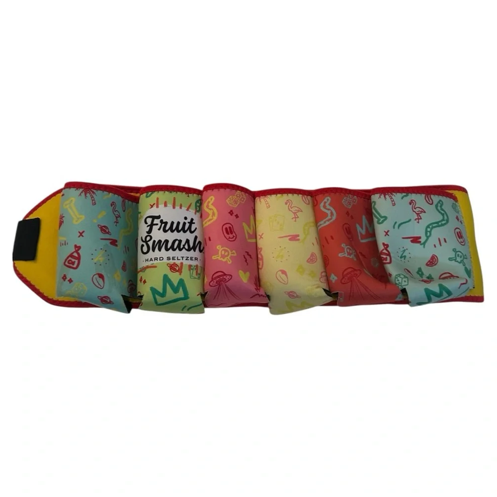 Fruit Smash hard seltzer koozie belt holds 6 cans of seltzer